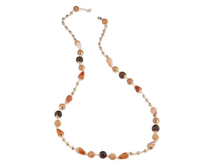 Collana Aurore ottone finitura oro con corniola avventurina e occhio di tigre Sovrani