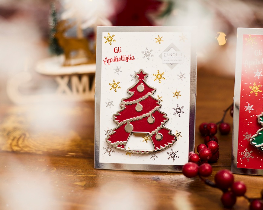 Idea regalo Natale Apribottiglia Albero di Natale rosso Selezione Zanolli