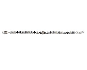 Bracciale uomo acciaio con snowflake, agata nera e ematite Sovrani