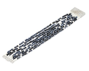 Bracciale ottone con cristalli blu elettrico e perline zirconi Sovrani