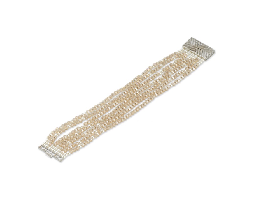 Bracciale ottone con cristalli champagne Sovrani