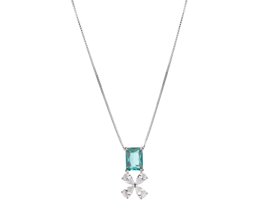 Collana argento con cubic zirconia e zircone smeraldo Sovrani
