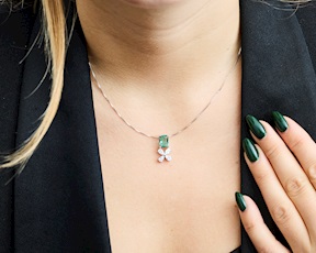 Collana argento con cubic zirconia e zircone smeraldo Sovrani