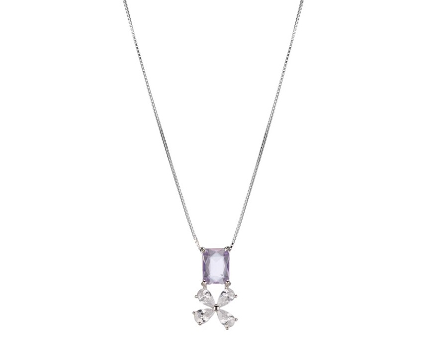 Collana argento con cubic zirconia e zircone lavanda Sovrani