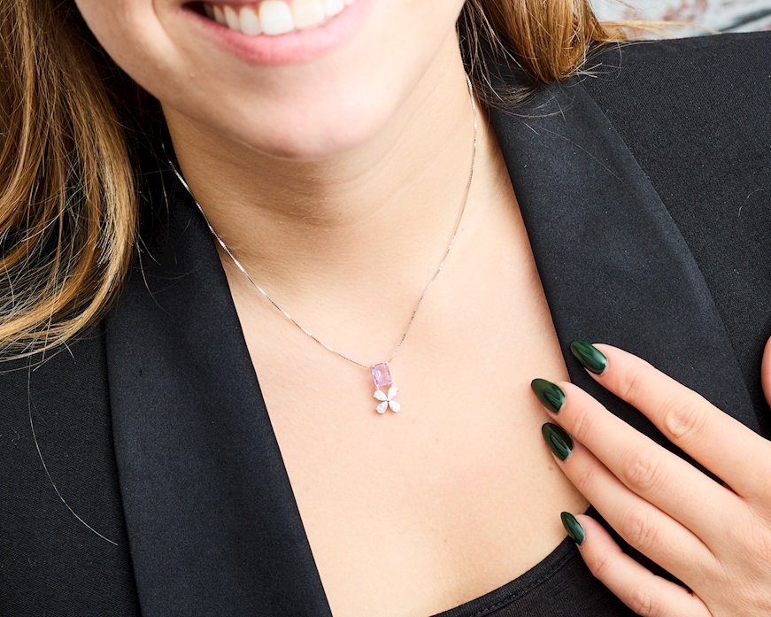 Collana argento con cubic zirconia e zircone lavanda Sovrani