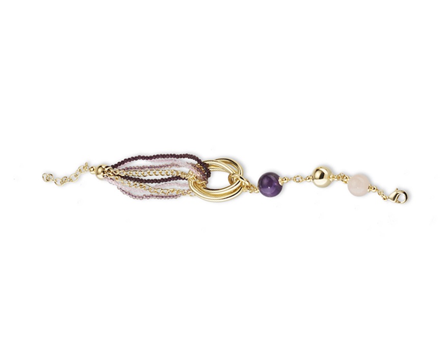 Bracciale Astree ottone finitura oro con ametista Sovrani