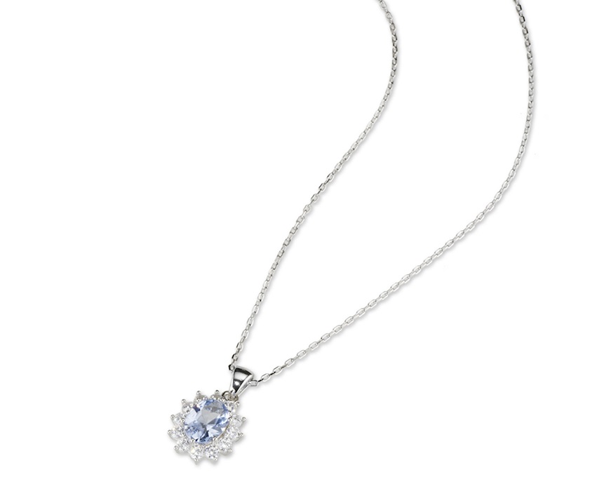 Collana argento con cubic zirconia e zircone acquamarina Sovrani