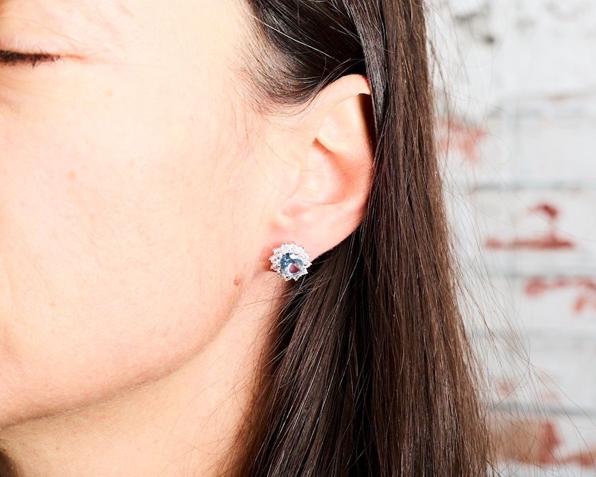 Orecchini argento con cubic zirconia e zircone acquamarina Sovrani