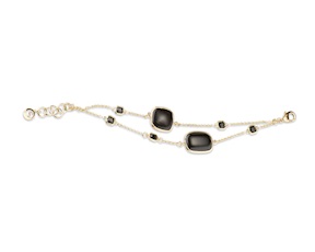 Bracciale Yvette ottone finitura oro con cristalli neri e occhio di gatto nero Sovrani