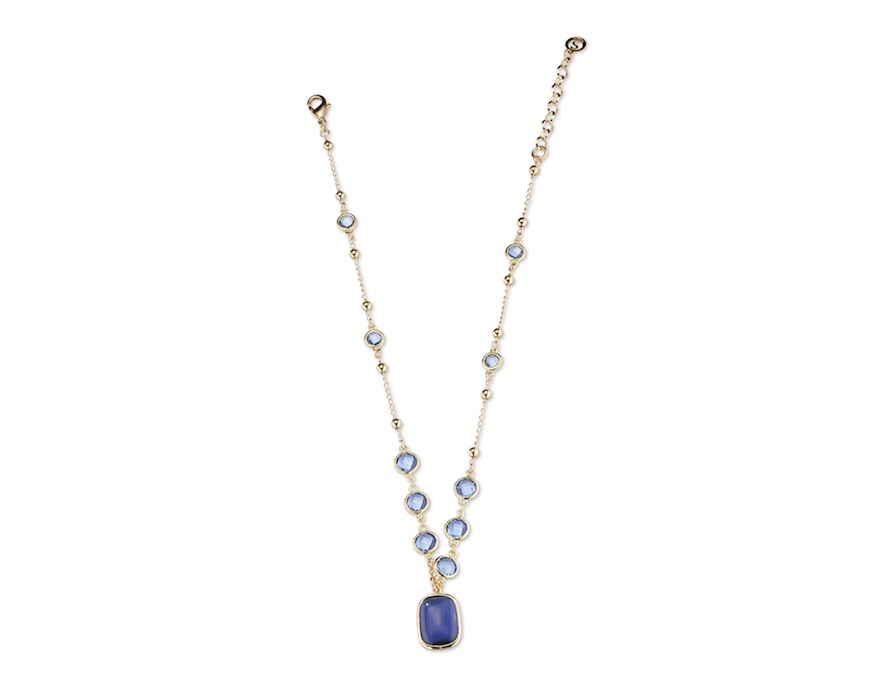 Collana Desiree ottone finitura oro con occhio di gatto blu Sovrani