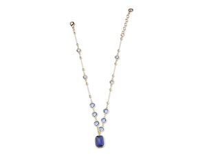 Collana Desiree ottone finitura oro con occhio di gatto blu Sovrani