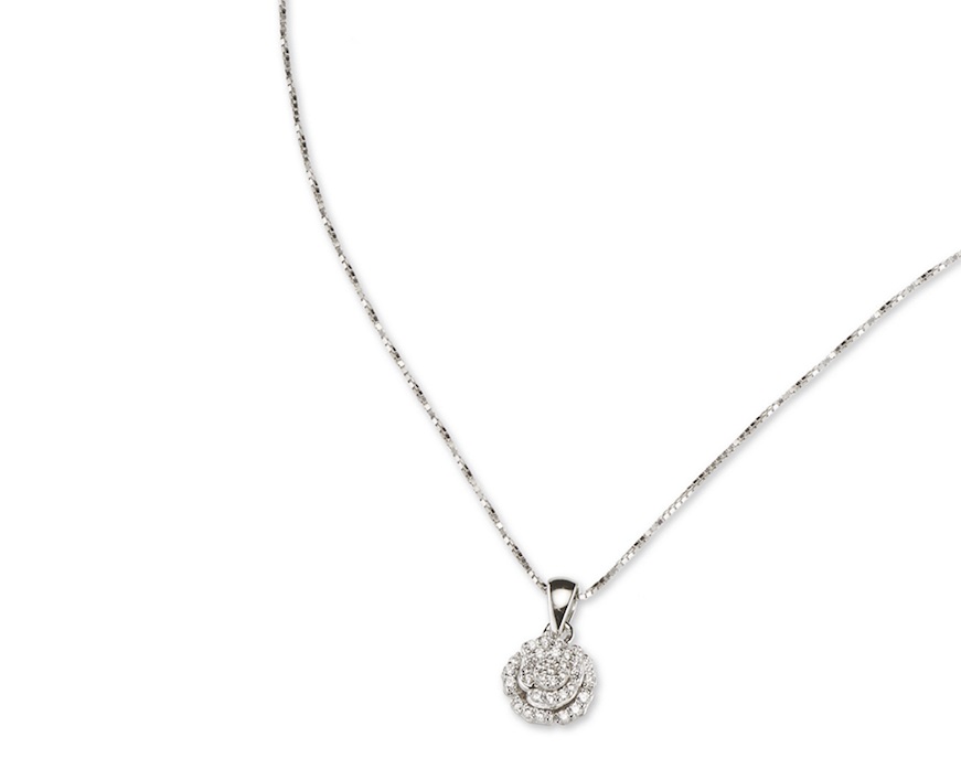 Collana Fiore argento con zirconi bianchi Sovrani