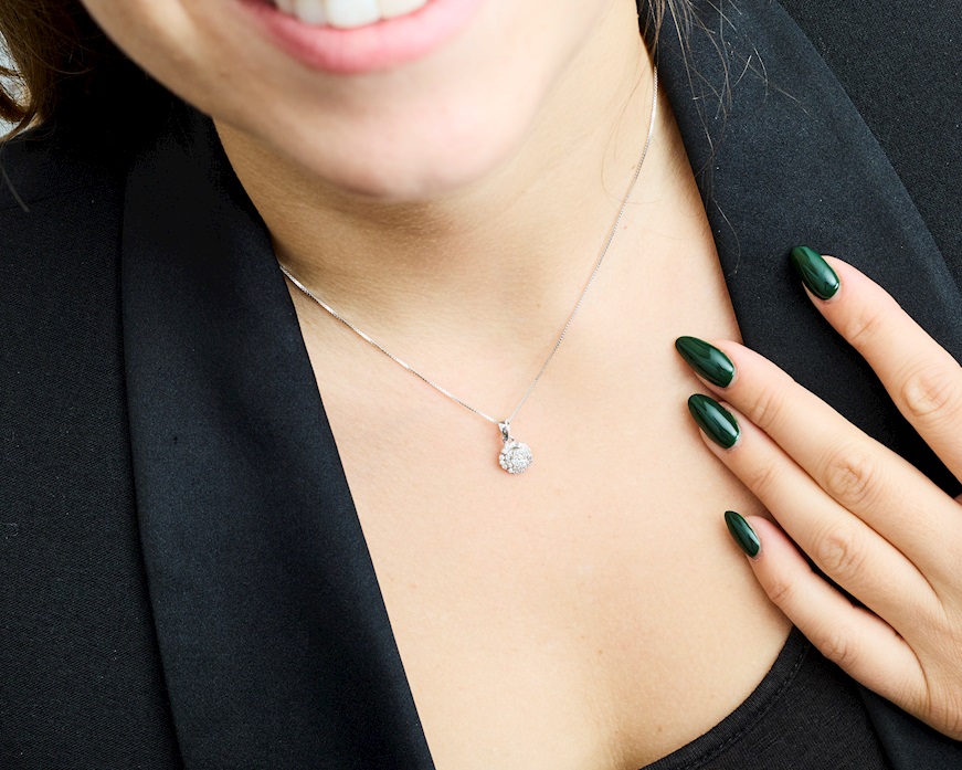 Collana Fiore argento con zirconi bianchi Sovrani