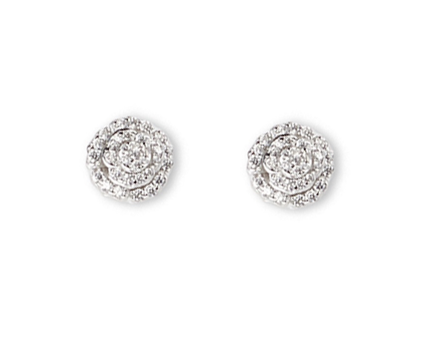 Orecchini Fiore argento con zirconi bianchi Sovrani