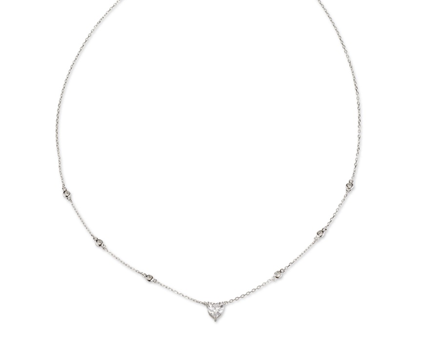 Collana Cuore argento con zirconi bianchi Sovrani