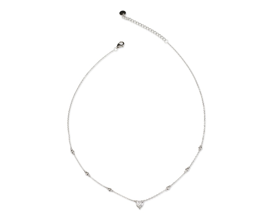 Collana Cuore argento con zirconi bianchi Sovrani