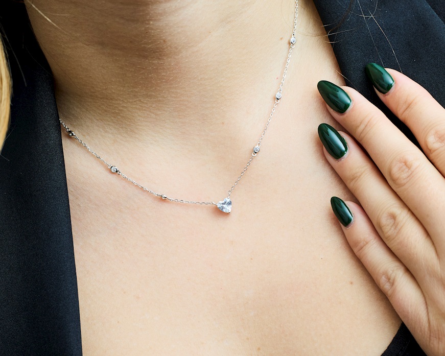 Collana Cuore argento con zirconi bianchi Sovrani