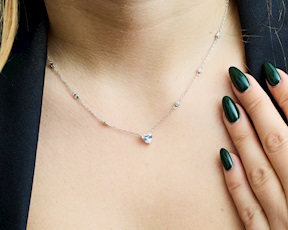 Collana Cuore argento con zirconi bianchi Sovrani