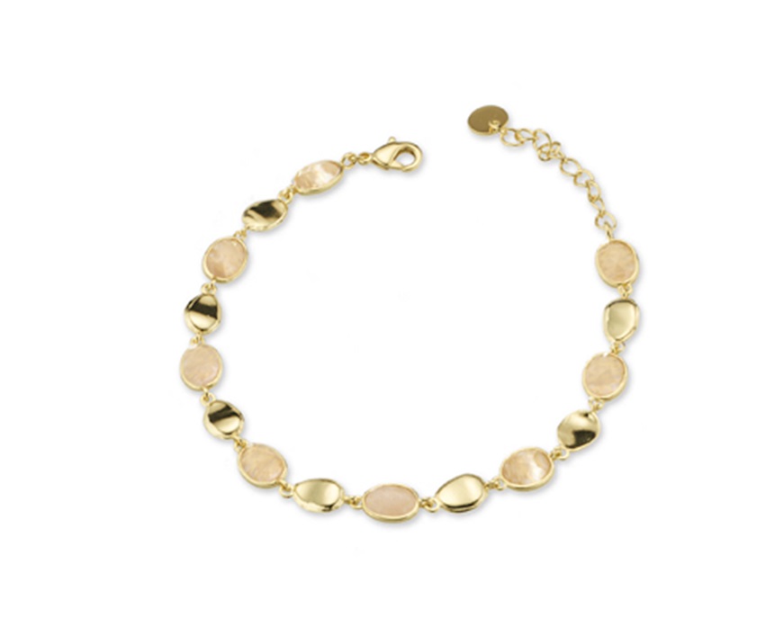 Bracciale ottone finitura oro con occhio di gatto rosa Sovrani