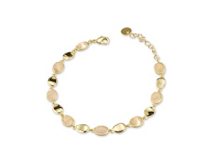 Bracciale ottone finitura oro con occhio di gatto rosa Sovrani