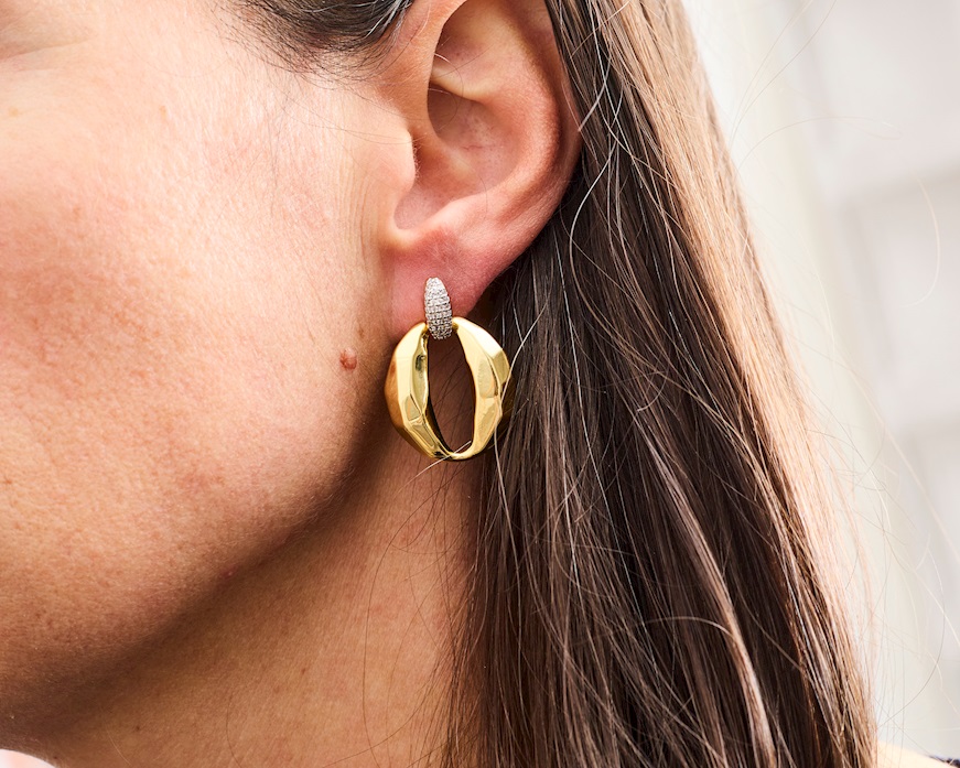 Orecchini ottone finitura oro con cubic zirconia Sovrani