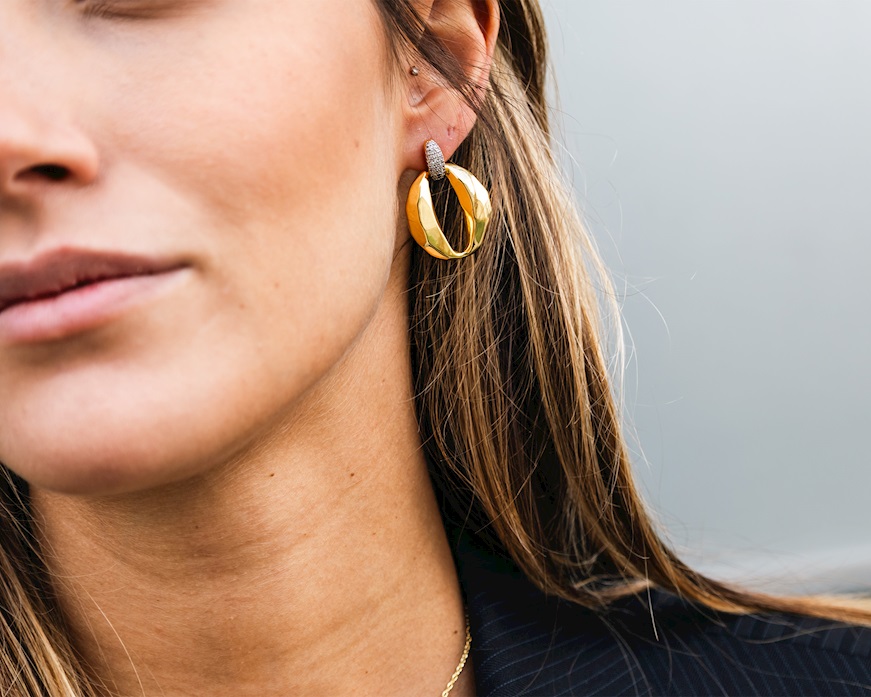 Orecchini ottone finitura oro con cubic zirconia Sovrani