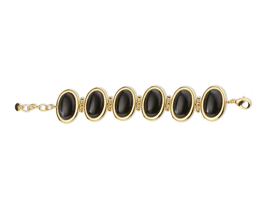 Bracciale ottone finitura oro con occhio di gatto nero Sovrani