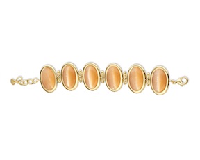 Bracciale ottone finitura oro con occhio di gatto arancio Sovrani