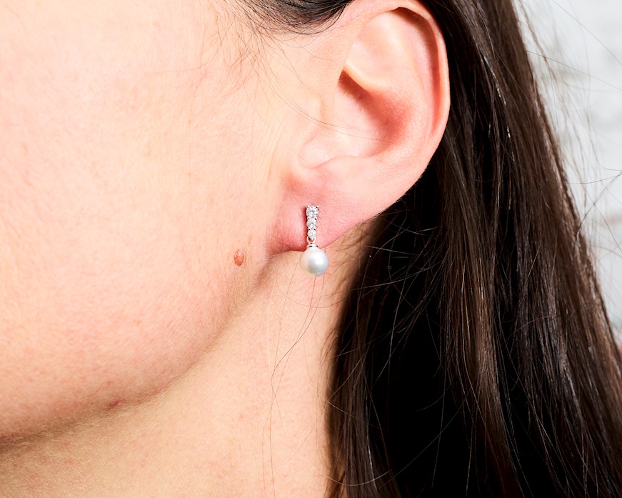 Orecchini argento con perla e cubic zirconia Sovrani