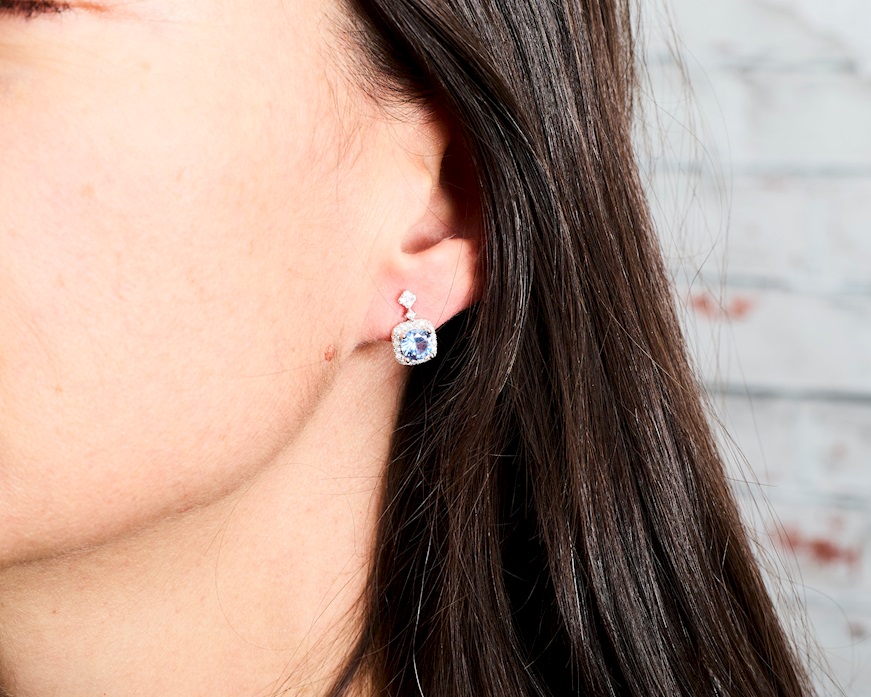 Orecchini argento con cubic zirconia e zirconi acquamarina Sovrani