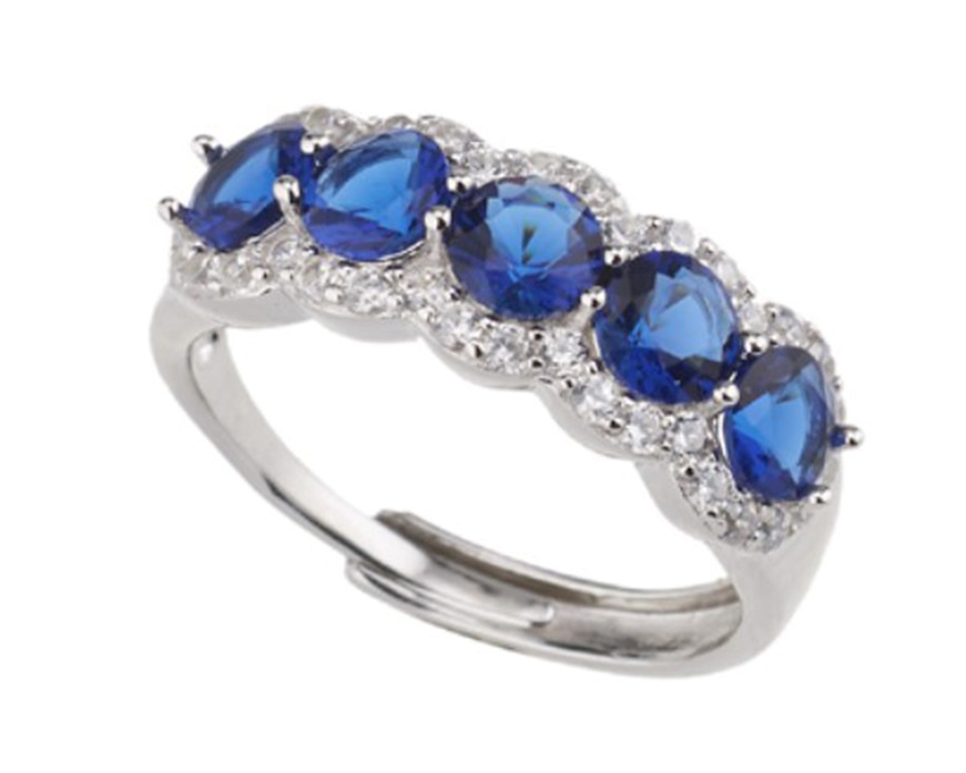 Anello argento con zirconi bianchi e blu Sovrani