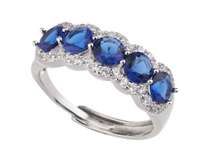 Anello argento con zirconi bianchi e blu Sovrani