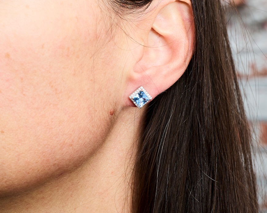 Orecchini argento con cubic zirconia e zirconi acquamarina Sovrani