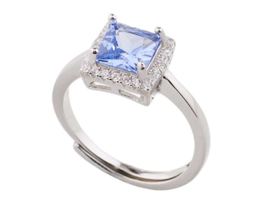 Anello argento con cubic zirconia e zirconi acquamarina Sovrani