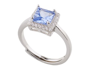 Anello argento con cubic zirconia e zirconi acquamarina Sovrani