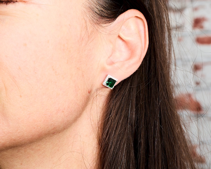 Orecchini argento con cubic zirconia e zirconi smeraldo Sovrani