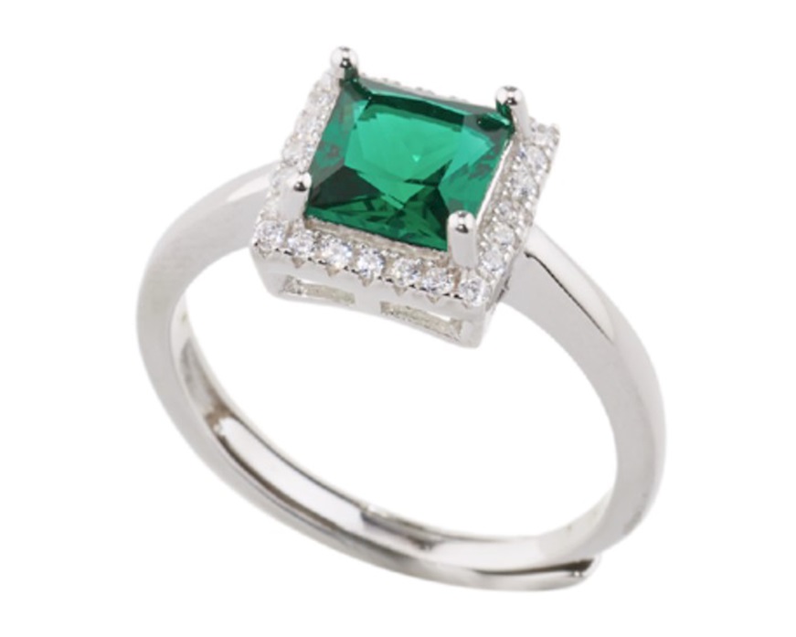 Anello argento con cubic zirconia e zirconi smeraldo Sovrani