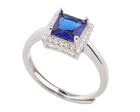Anello argento con cubic zirconia e zirconi zaffiro Sovrani