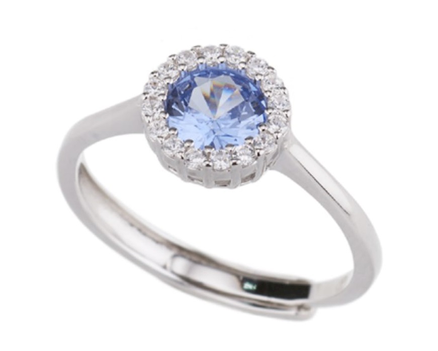 Anello argento con cubic zirconia e zirconi acquamarina Sovrani