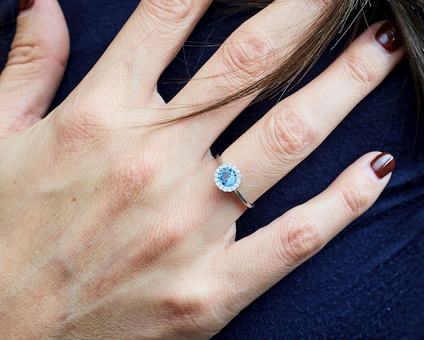 Anello argento con cubic zirconia e zirconi acquamarina Sovrani