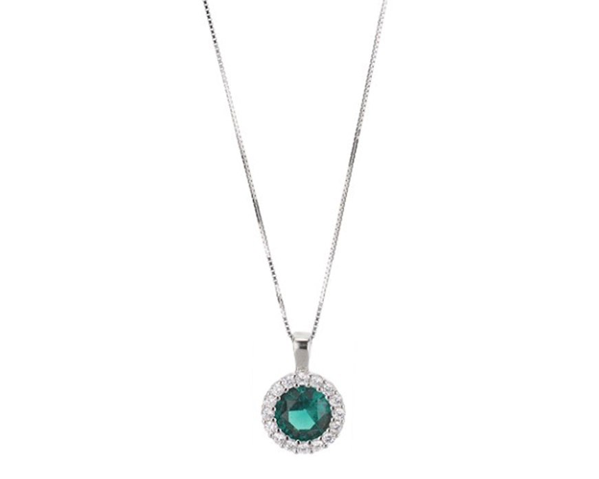 Collana argento con cubic zirconia e zirconi smeraldo Sovrani