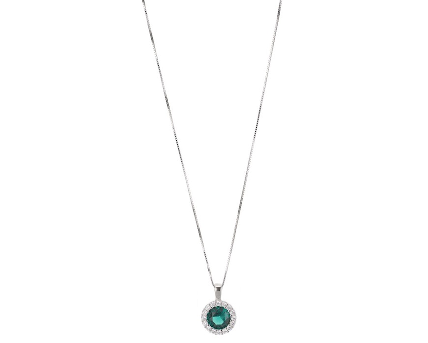 Collana argento con cubic zirconia e zirconi smeraldo Sovrani