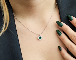 Collana argento con cubic zirconia e zirconi smeraldo Sovrani