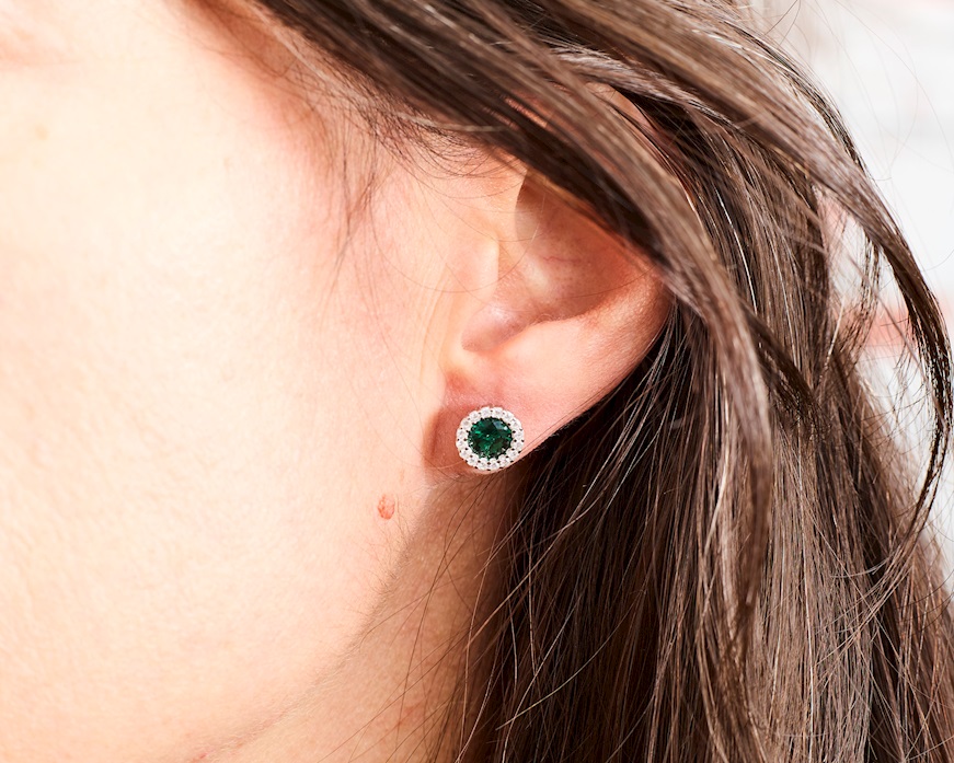 Orecchini argento con cubic zirconia e zirconi smeraldo Sovrani