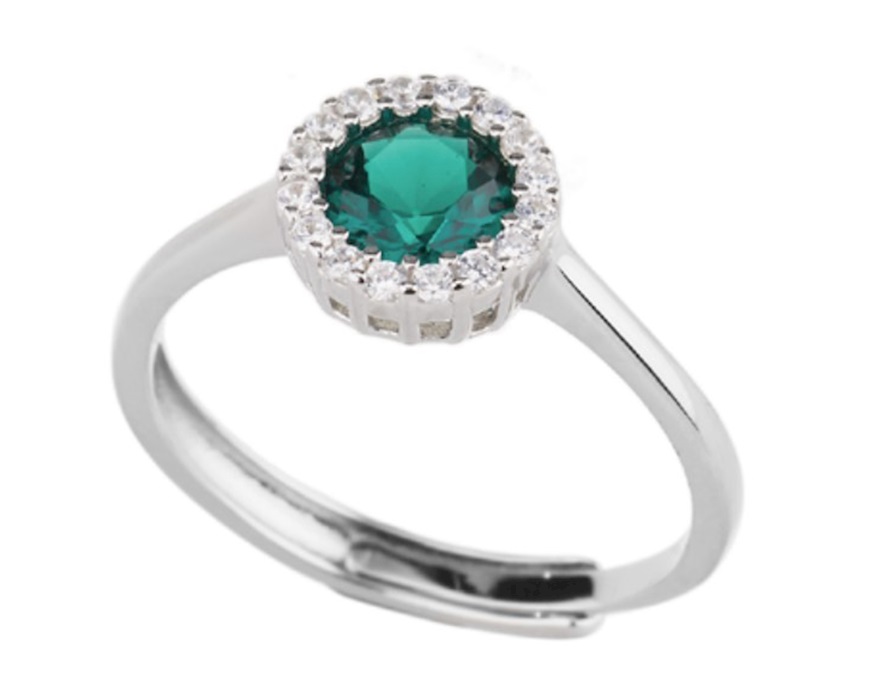 Anello argento con cubic zirconia e zirconi smeraldo Sovrani