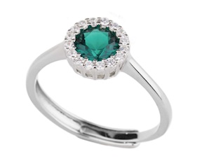 Anello argento con cubic zirconia e zirconi smeraldo Sovrani