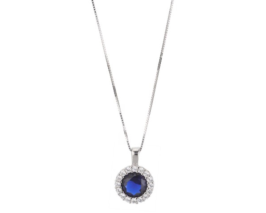 Collana argento con cubic zirconia e zirconi zaffiro Sovrani