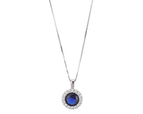Collana argento con cubic zirconia e zirconi zaffiro Sovrani
