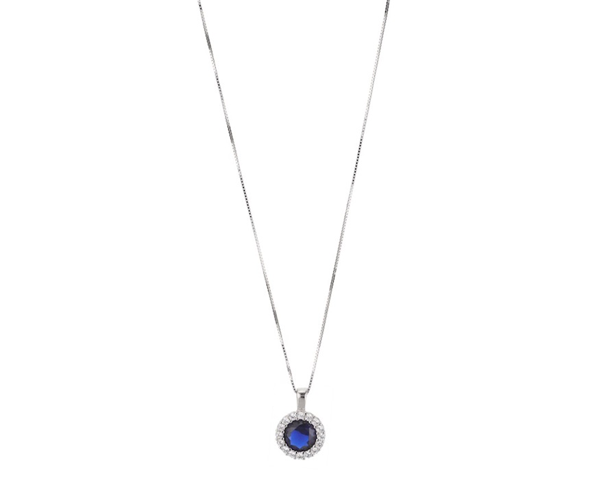 Collana argento con cubic zirconia e zirconi zaffiro Sovrani