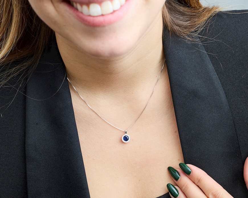Collana argento con cubic zirconia e zirconi zaffiro Sovrani